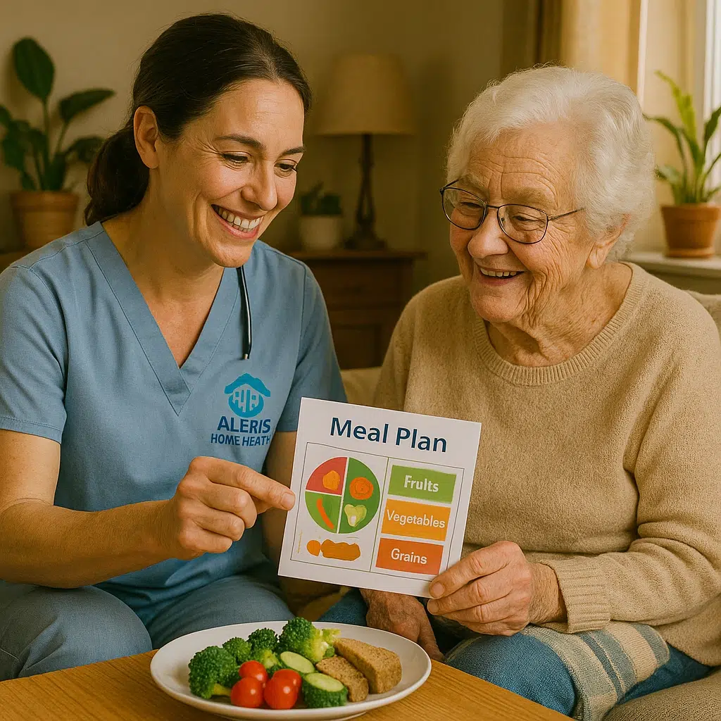 Licensed in-home dietitian providing personalized nutrition counseling for a patient in Houston, Texas.