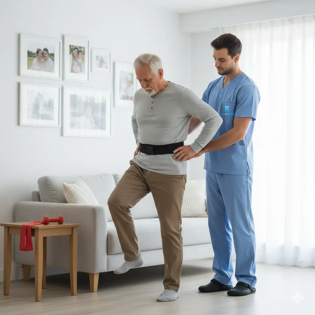 Home care team greeting seniors at a West Houston home.