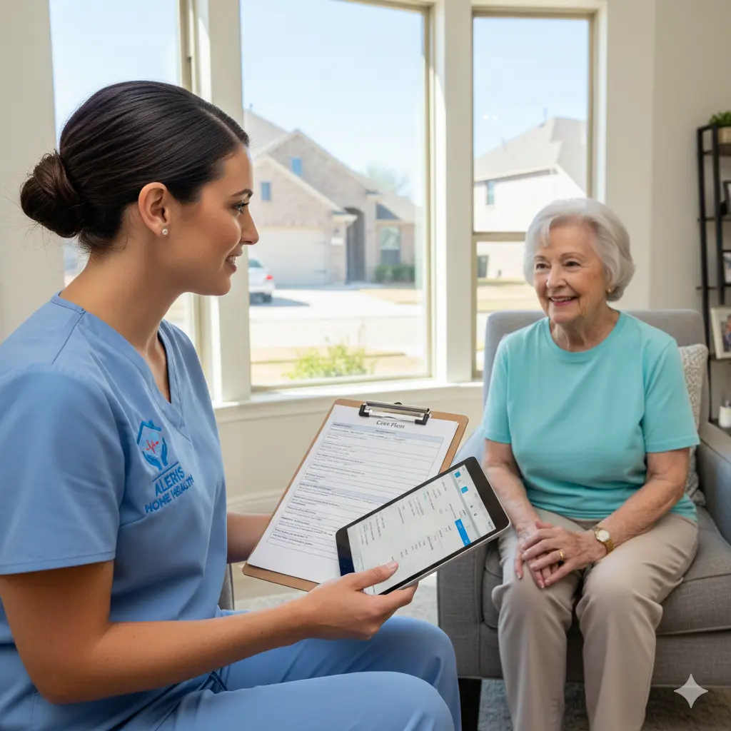 Aleris nurse conducting an in-home assessment in Katy.