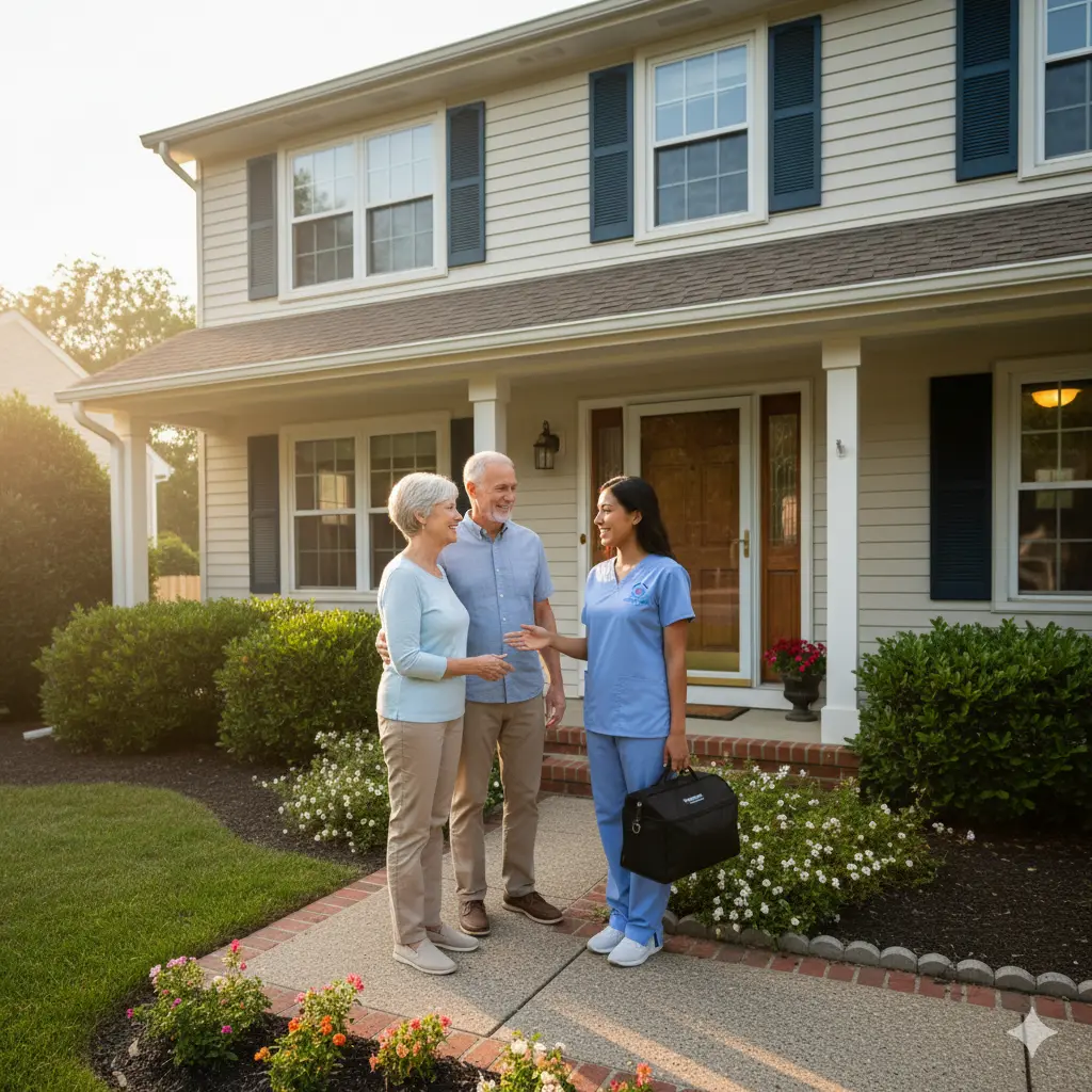 Aleris clinician arriving for an in-home rehabilitation visit.