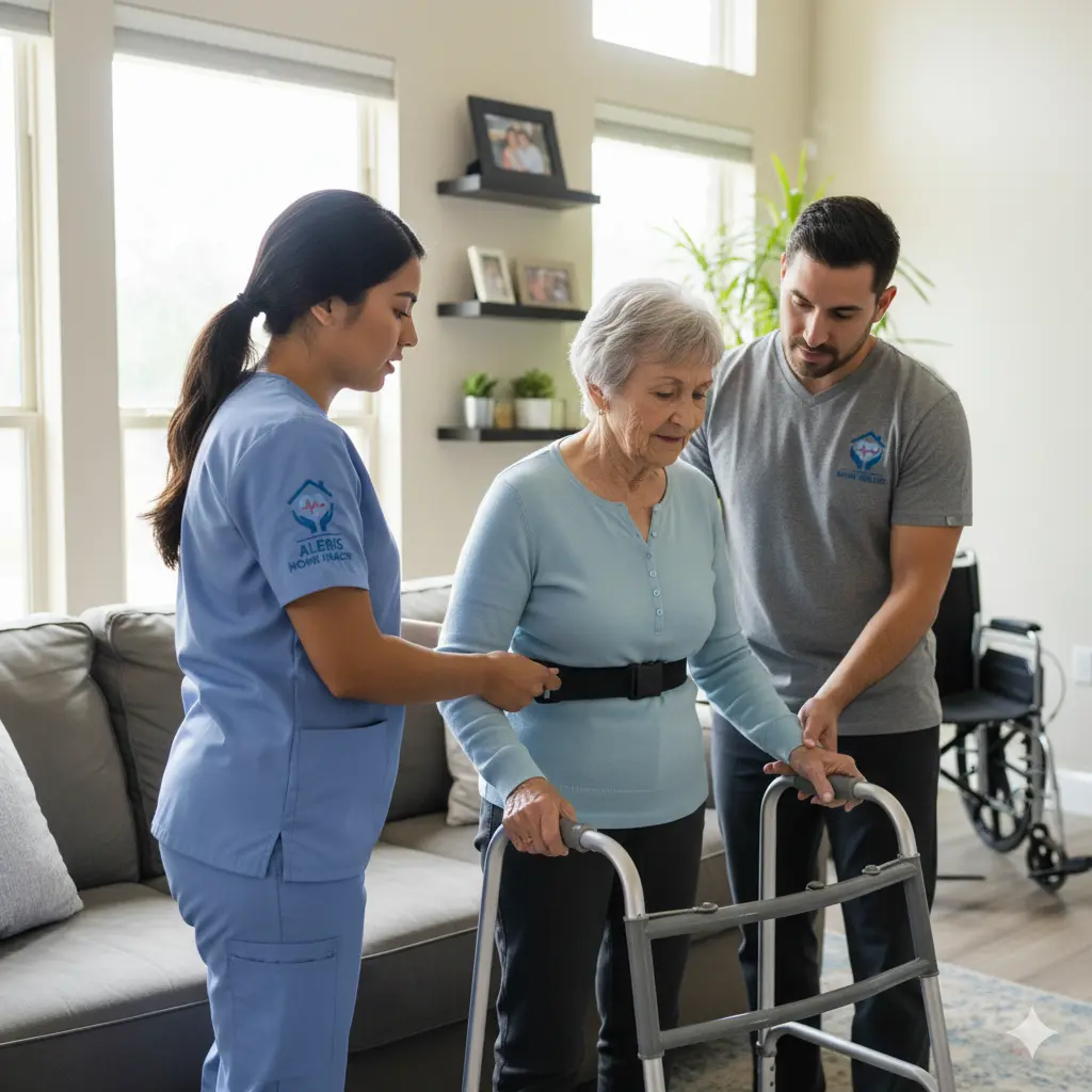 Therapist teaching family safe transfers.