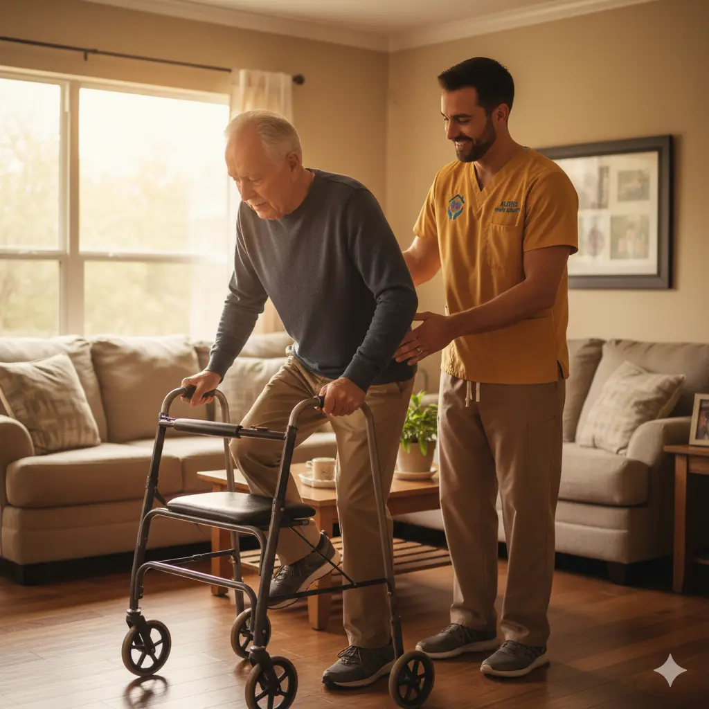 Elder Care Katy Physical Therapy Support Therapist assisting senior with balance training in Katy.