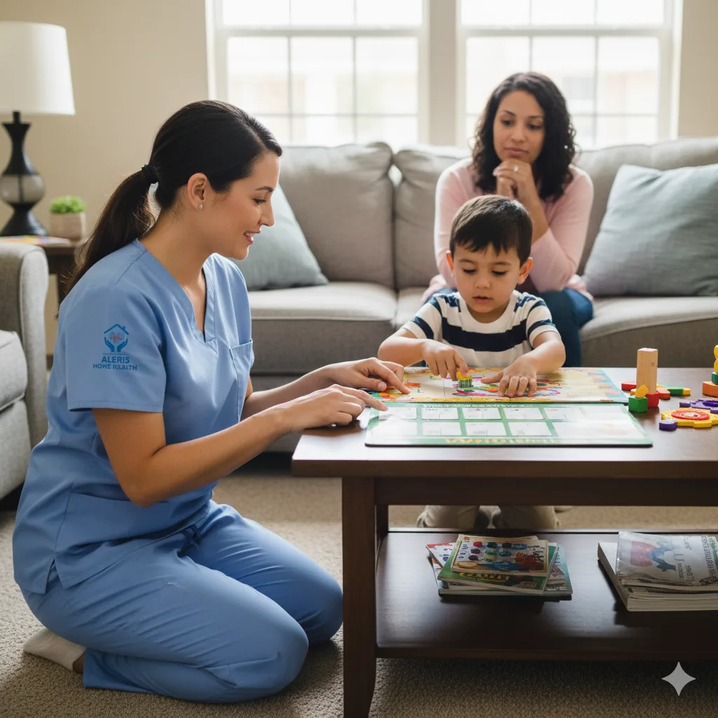 ADHD ADHD treatment Houston TX with therapist and parent supporting child at home