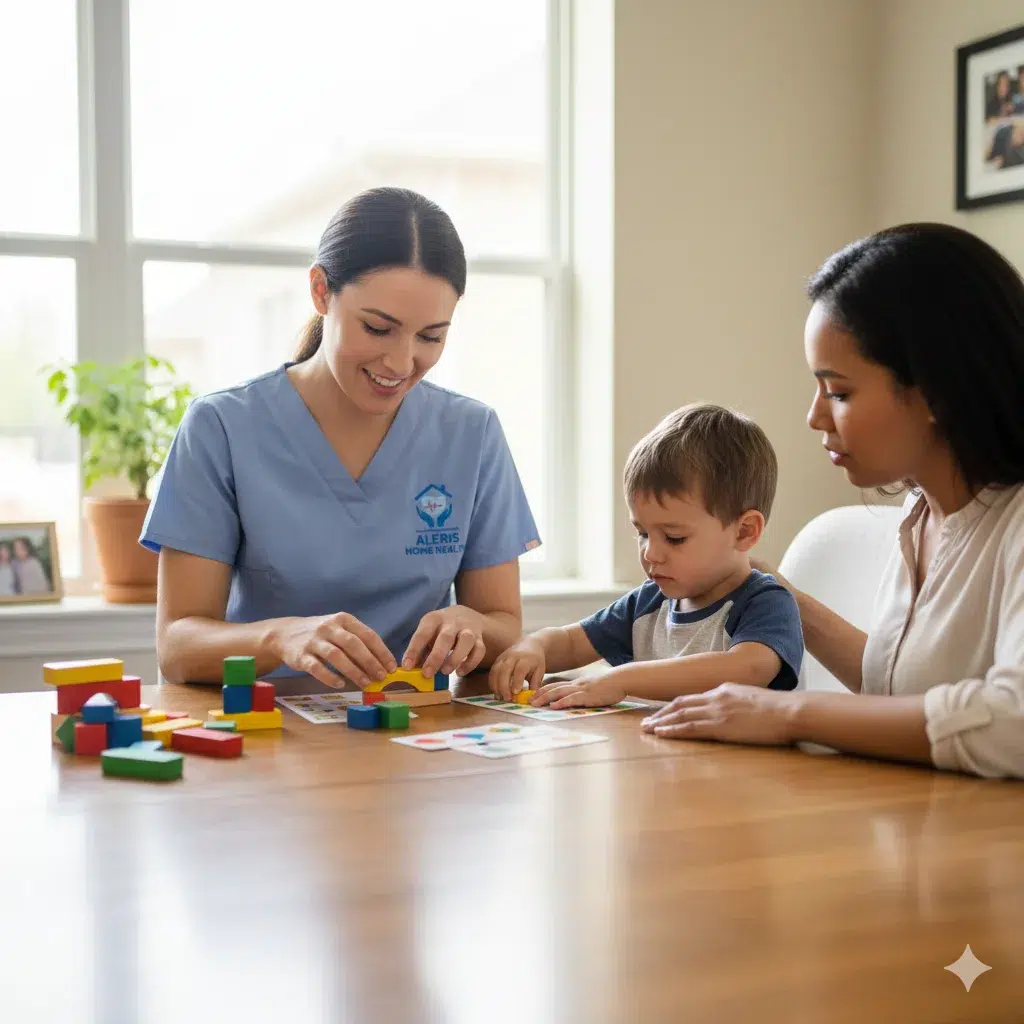 In-home ADHD treatment Houston with therapist helping child improve focus at home